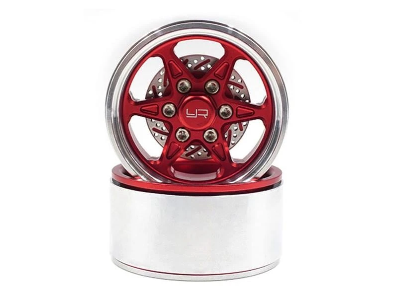 Yeah Racing Felgen BXC 1.9" 6 Speichen Beadlock Rot, 2 Stück 3 Yeah Racing Felgen BXC 1.9" 6 Speichen Beadlock Rot, 2 Stück